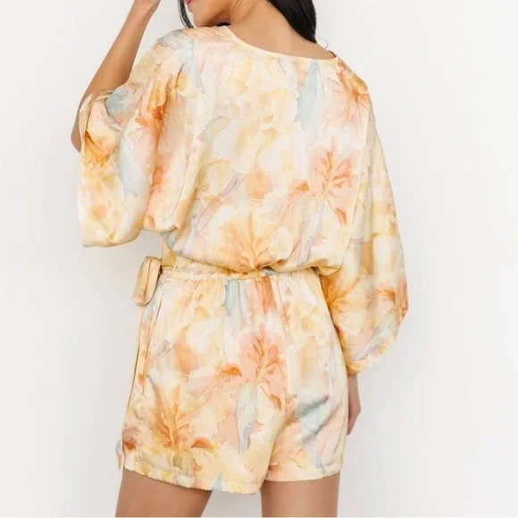 Baltic Born Aegean Romper Size Small | Sunrise Watercolor Floral Kimono Sleeve - Picture 3 of 7